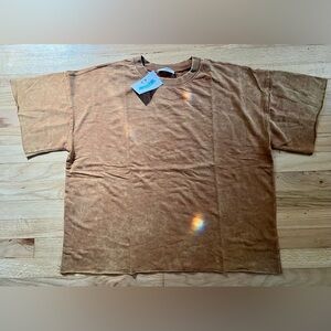 NWT Zenana Boyfriend Deep Camel Casual Top S/M 100% Cotton